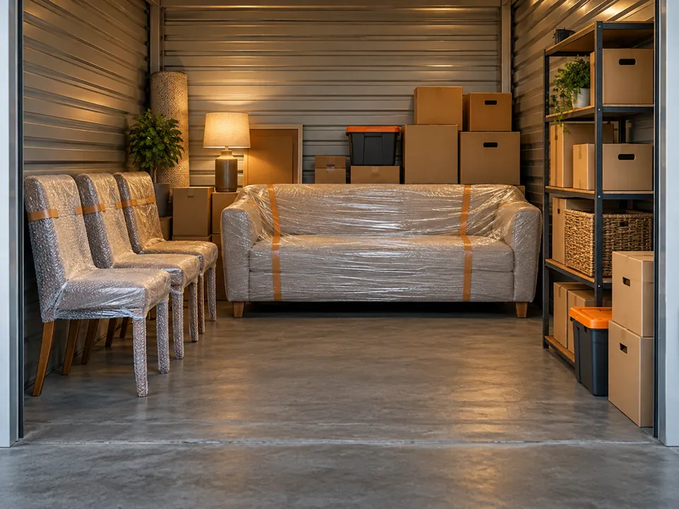 Household belongings prepared for storage